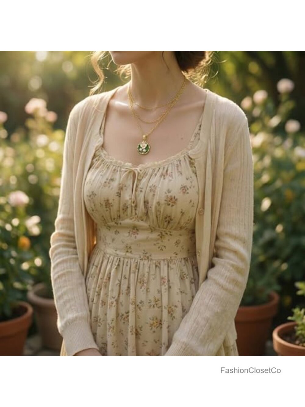 Vintage Floral Pendant Necklace with Freshwater Pearls Gold Plated - Picture 3 of 6